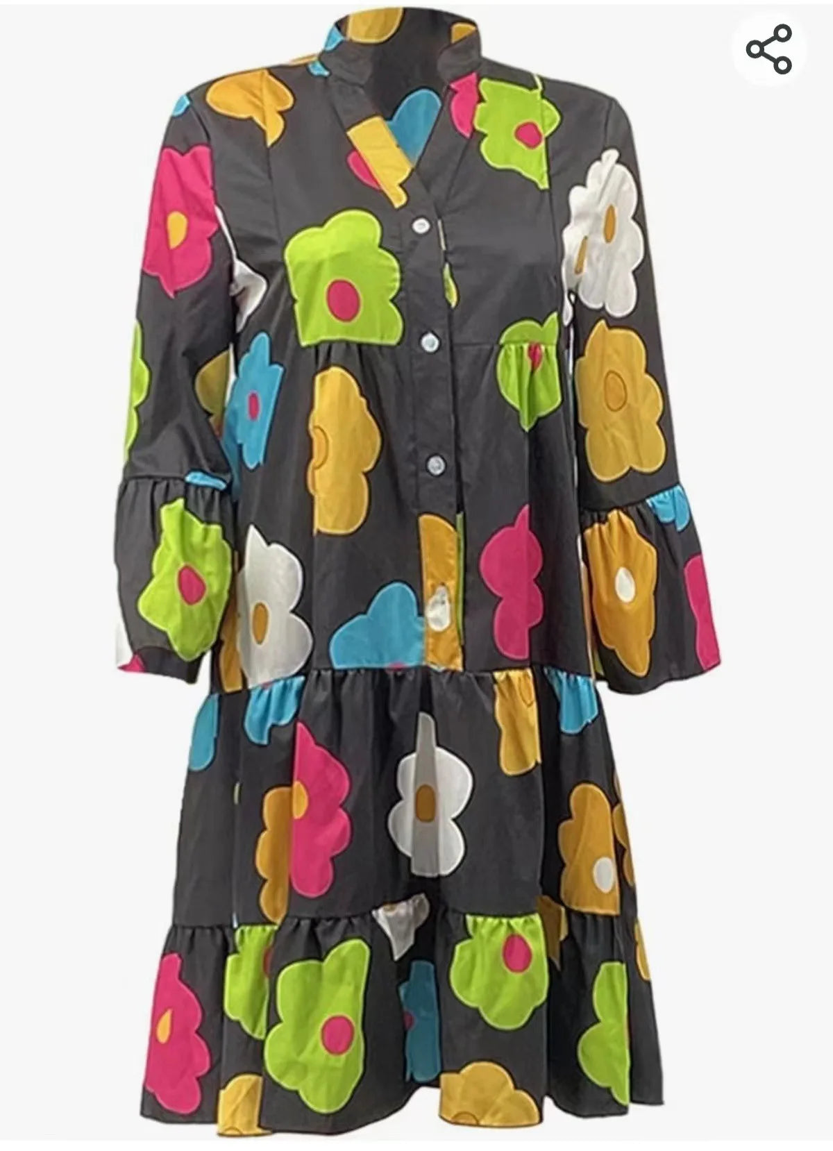 Luxury Autumn Women's Printed Jumpsuit with Long Sleeves and V-Neck, featuring a stylish swing design ideal for sophisticated casual outings.