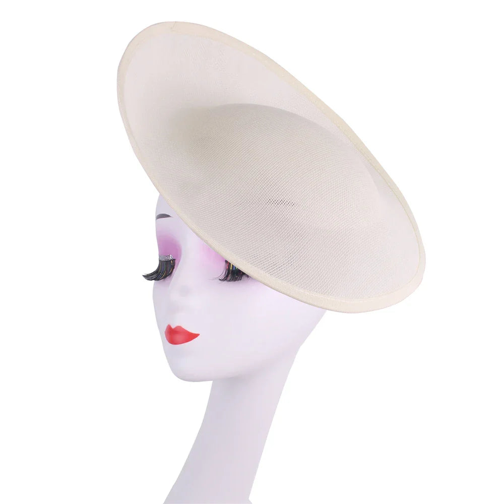 Exquisite round fascinator base measuring 30CM, crafted for creating opulent party hats and bridal accessories with a touch of elegance.