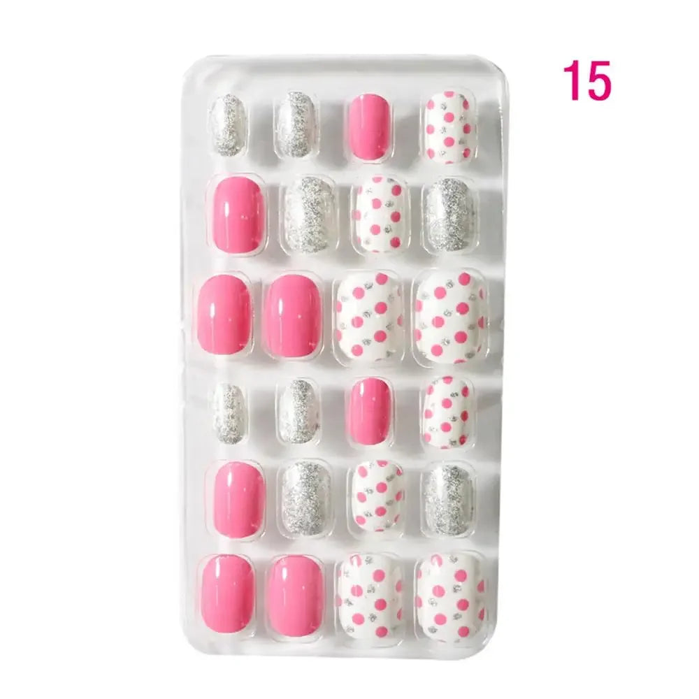 Delicate acrylic flower-themed press on nails in vibrant colours, perfect for little girls looking to express their playful style.