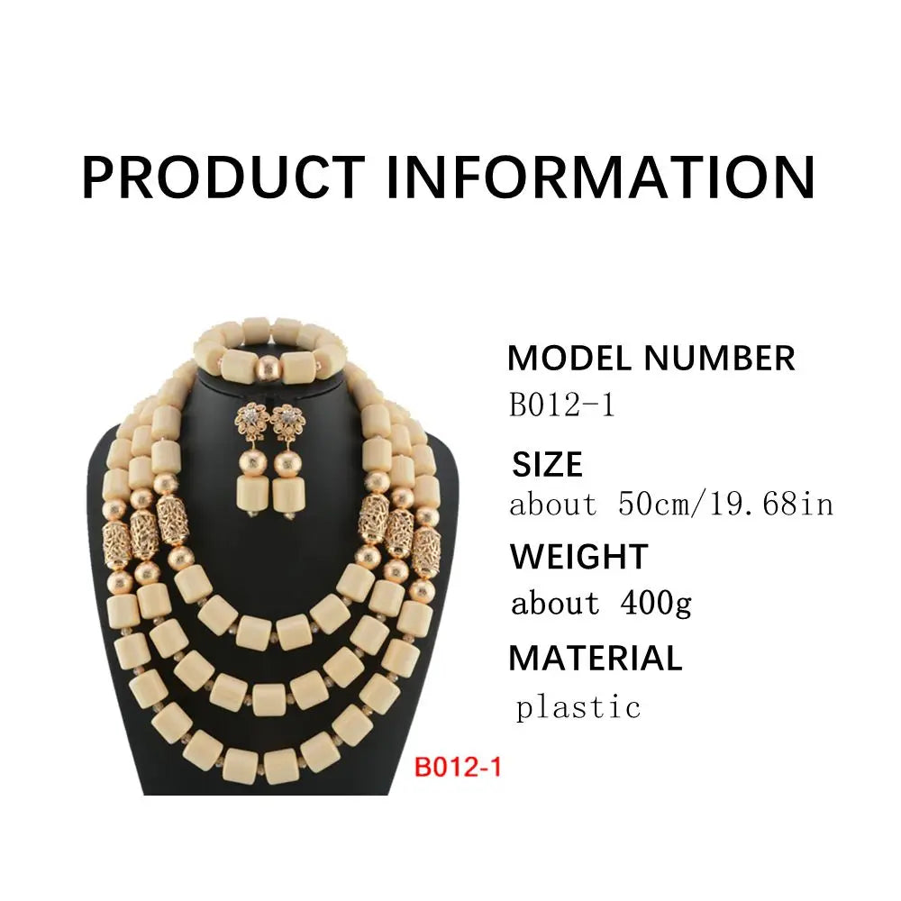 Close-up of luxurious resin bead necklace from the African wedding jewelry set, showcasing intricate detailing and vibrant colours.