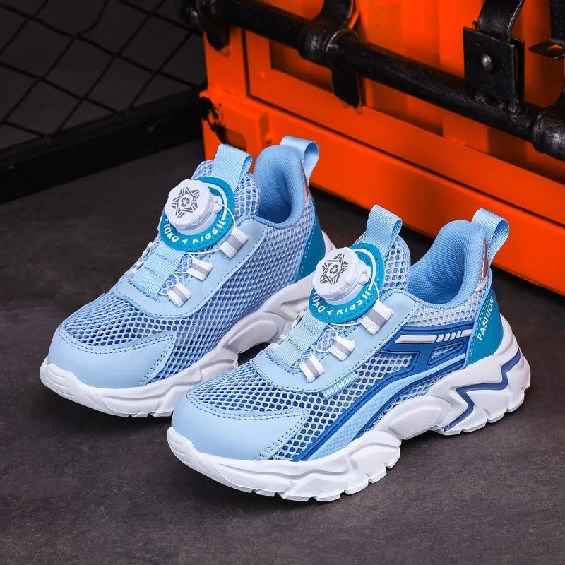 High-quality rubber outsole black sneakers for boys, ages 7-13, offering contemporary style and comfort with luxurious mesh lining for breathability.