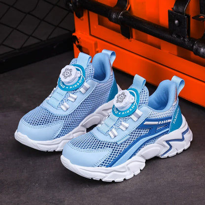 High-quality rubber outsole black sneakers for boys, ages 7-13, offering contemporary style and comfort with luxurious mesh lining for breathability.