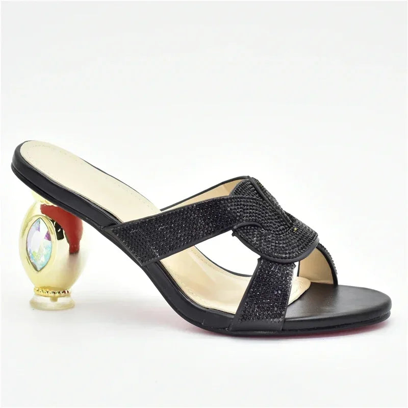 Vibrant red open toe pumps with luxurious detailing, a must-have for sophisticated fashion lovers.