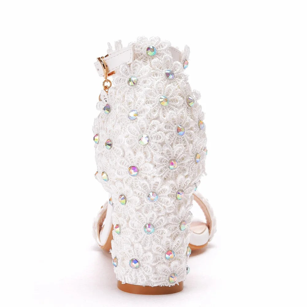 Fashionable and comfortable plus size high heel sandals designed for women, featuring an open side vamp and a sleek square heel.