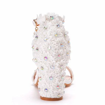 Fashionable and comfortable plus size high heel sandals designed for women, featuring an open side vamp and a sleek square heel.