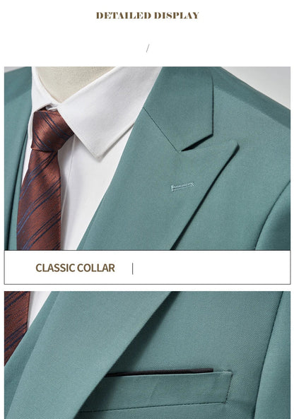 Sophisticated flat-front style of the Italian business suit, designed with a single-breasted closure for a refined appearance.