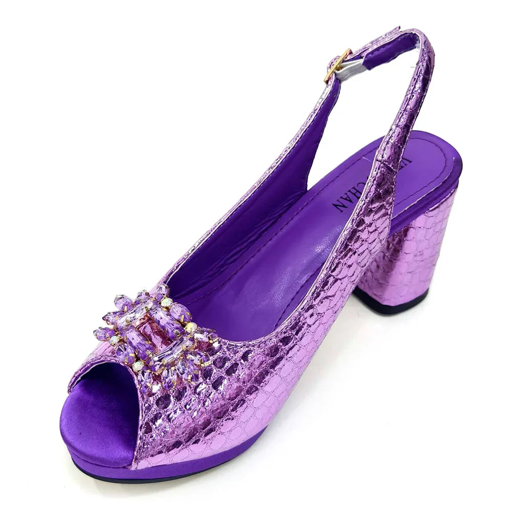 Stylish high heel peep toe pumps in sparkling rhinestones, ideal for special events, showcasing an exquisite blend of comfort and luxury.