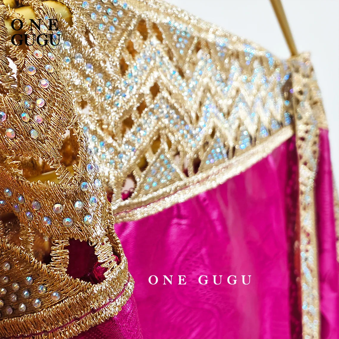 Close-up of the luxurious embroidery lace and embellishments on the plus size African bazin dress set, showcasing exquisite craftsmanship.