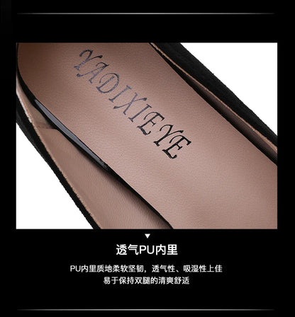 Elegant luxury women's pointed toe heeled shoes in soft suede with high thin heels, perfect for formal occasions.