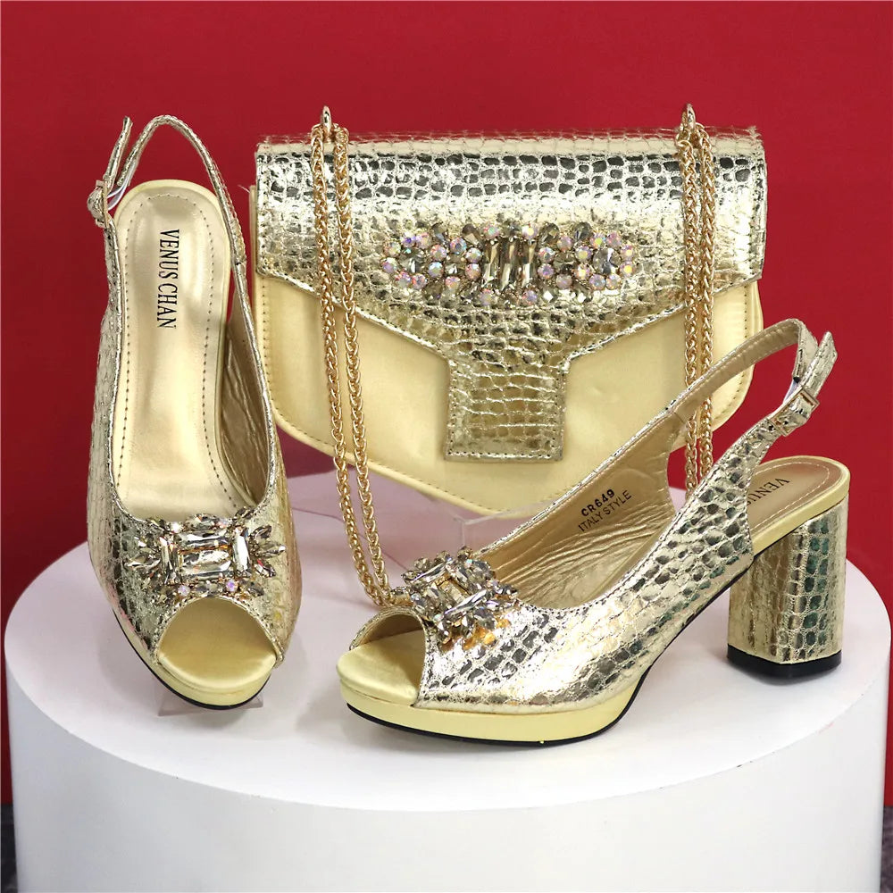 Elegant Women's Open Toe Heels with Rhinestone Detailing in Coffee, Size 37-43, luxurious design for parties and special occasions.