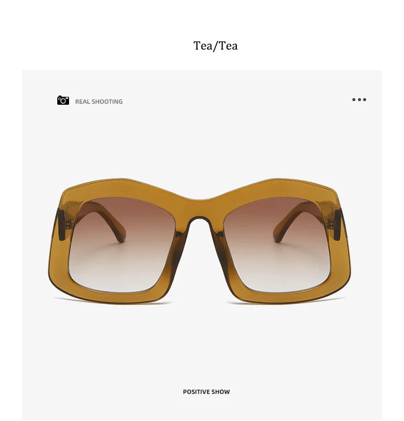 Luxury oversized square gradient orange sunglasses for women with UV400 protection and polycarbonate frame, perfect for stylish sun protection.