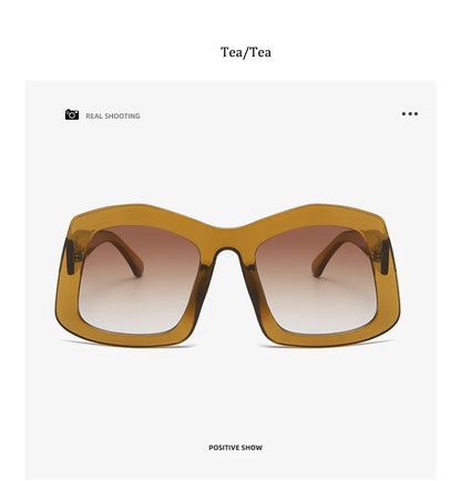 Luxury oversized square gradient orange sunglasses for women with UV400 protection and polycarbonate frame, perfect for stylish sun protection.