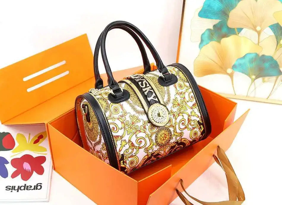 Stylish interior of a large purse showcasing spacious compartments including cell phone pocket and zipper pocket.