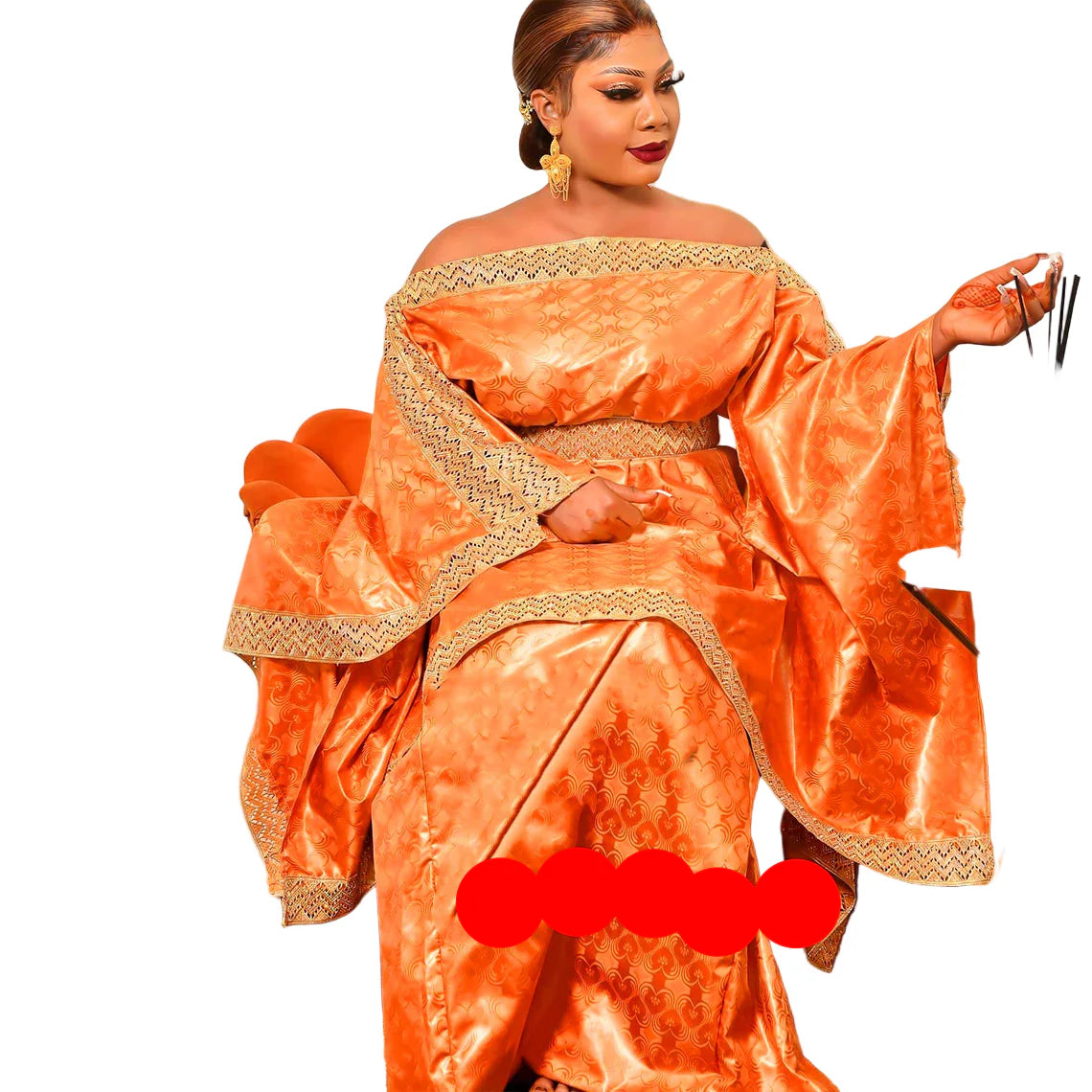 Sophisticated two-piece African clothing ensemble for women, with loincloths, crafted from high-quality cotton and polyester, ideal for traditional celebrations.