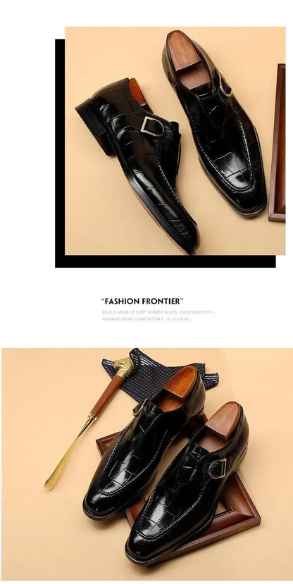 Brangdy Men's Oxford Shoes on a wooden surface, illustrating the premium construction and sophisticated design for modern men.