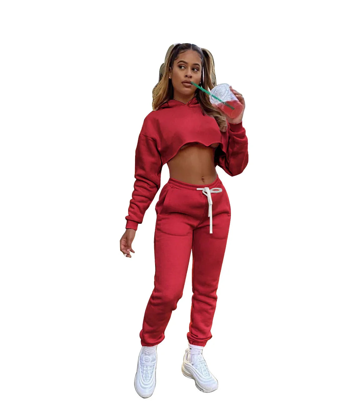 Elegant jogger tracksuit from the luxury women's pink running set, highlighting the spliced design and comfortable fit for active lifestyles.