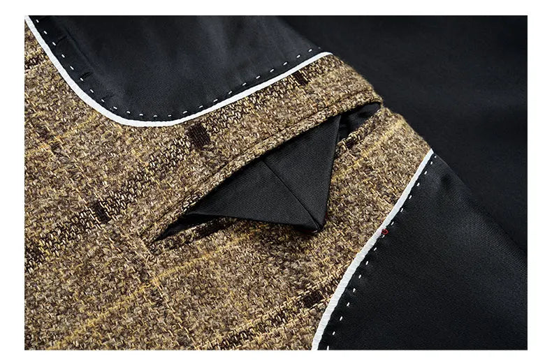 Stylish Men's One Button Suit Set featuring a tailored vest and trousers, perfect for smart casual weddings or business events.