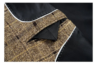 Stylish Men's One Button Suit Set featuring a tailored vest and trousers, perfect for smart casual weddings or business events.