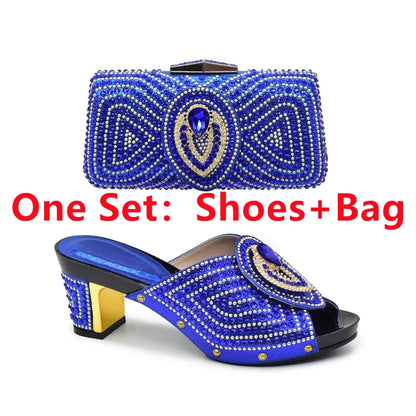 Stylish Italian handbag matched with high heel shoes, featuring a chic design suitable for formal events and parties, crafted from premium PU material.