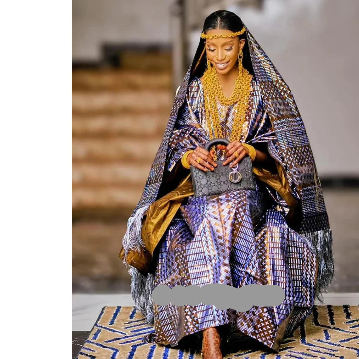 Complete designer set featuring the Luxury African Dashiki Bubu Dress paired with a matching shawl, ideal for traditional celebrations and weddings.