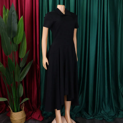 Stylish mid-calf length Pleated A-Line Dress ideal for weddings and formal occasions by Hot Trends Area.