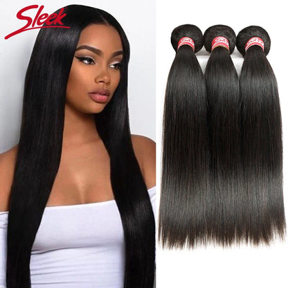 Luxury Remy Brazilian straight hair bundles showcasing double weft human hair extensions in rich, lustrous texture.