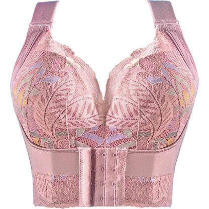 Lifestyle image featuring the Floral Lace Push Up Bra displayed elegantly on a mannequin, showcasing its feminine aesthetics and luxurious floral pattern.