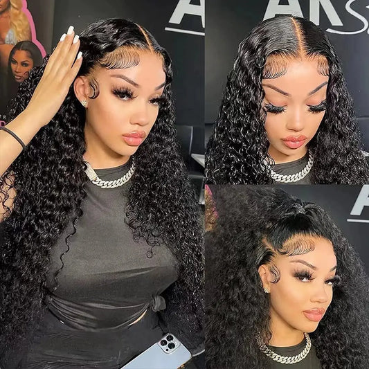 Luxury 26 Inch Deep Wave 13x6 HD Lace Front Wig crafted from Remy Brazilian human hair, featuring a stunning deep wave texture and pre-plucked for a natural look, ideal for black women.
