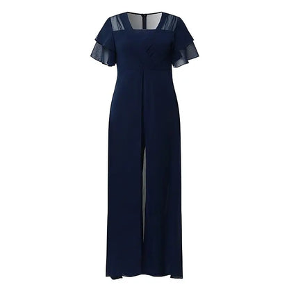 Fashionable ankle-length jumpsuit in a timeless solid colour, designed for sophistication, ideal for casual summer occasions or upscale events.