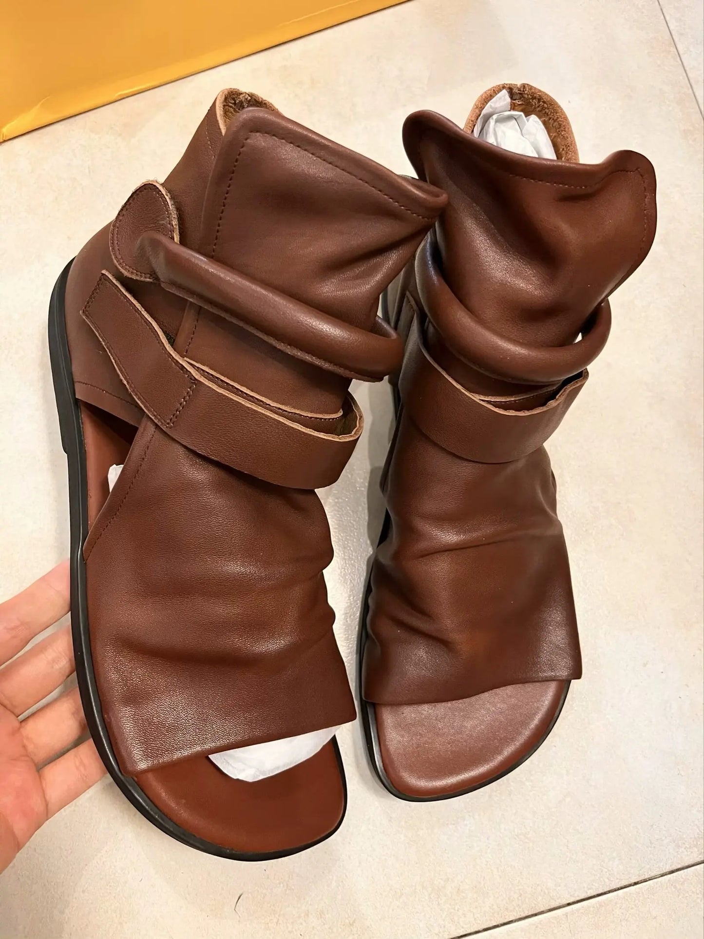 Elegant Birkuir women sandals featuring a hook and loop closure, crafted from genuine cow leather for style and durability.