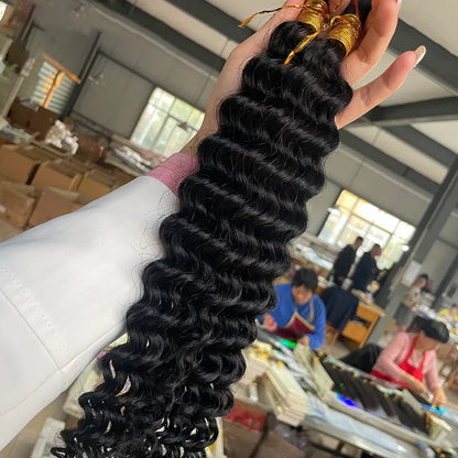 Gorgeous 100g Brazilian Hair Bundles - Deep Wave Curly and Elegant Brown Shade - Designed for High-End Hair Fashion and Versatile Looks.