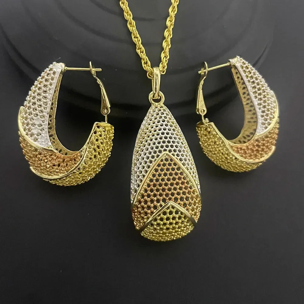 Elegant 24K gold-plated geometric earrings designed for women, showcasing a unique fashion-forward style.
