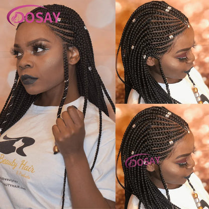 Long 36-inch Full Lace Knotless Braided Wig, featuring high-quality bouncy braids for a glamorous look that enhances your beauty.