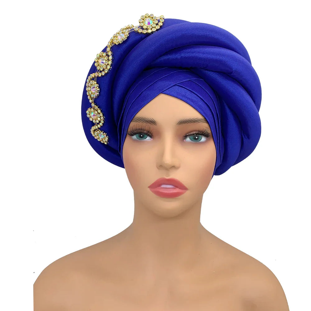 Stylish Turban Hat designed for women, featuring beautiful twisted braid detailing and a chic raw silk finish, ideal for sophisticated looks.