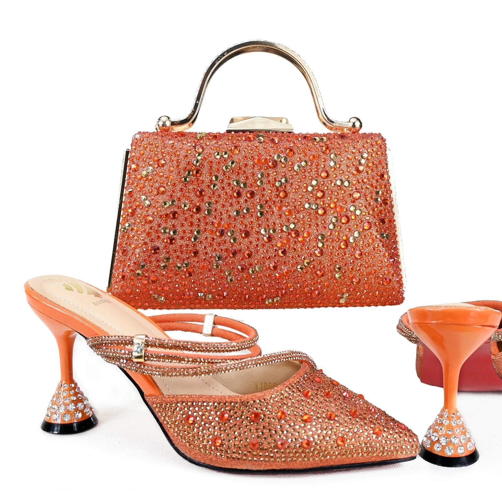 High-quality Italian craftsmanship showcased in women's peep toe pumps and matching bag, epitome of luxury fashion.
