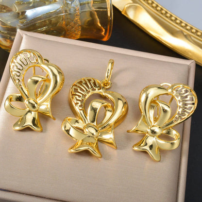 Trendy fashion jewelry set including a copper necklace and ear studs, ideal accessory for brides and special events.