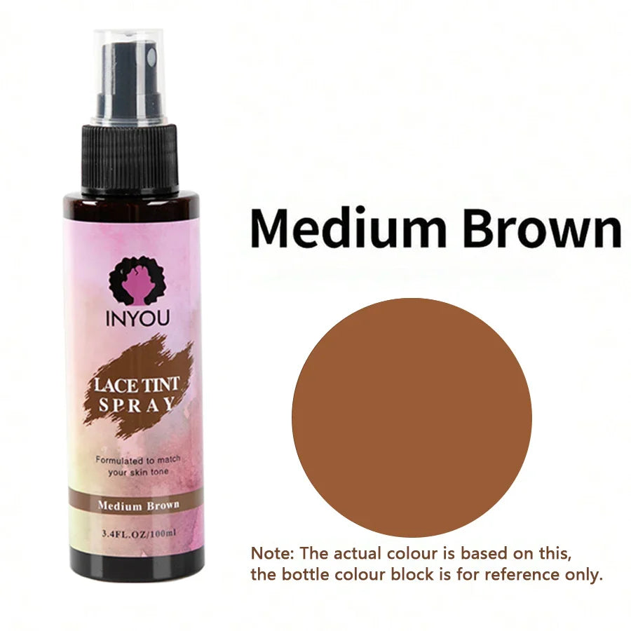 Luxury waterproof lace tint spray for wigs, perfect for achieving a seamless blend on closure front wigs and controlling edges.