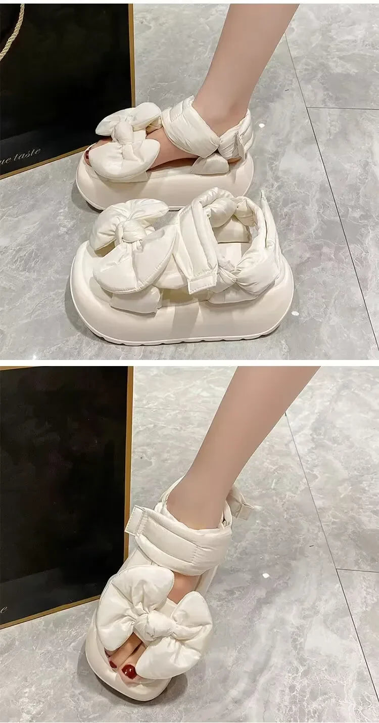 Fashion-forward butterfly-knot gladiator sandals for casual outings, crafted from premium leather for a sophisticated look.