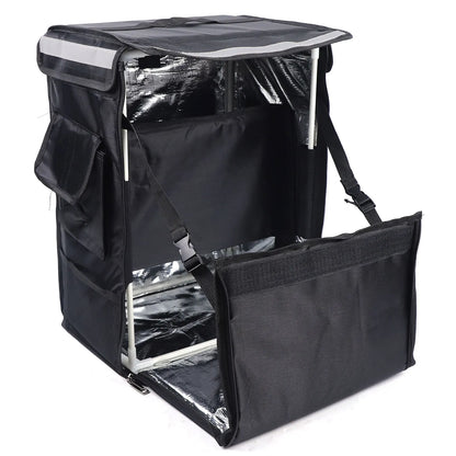 Luxurious close-up of the 42L waterproof Oxford cloth material used in the pizza delivery backpack, featuring quality craftsmanship and durability for premium delivery service.