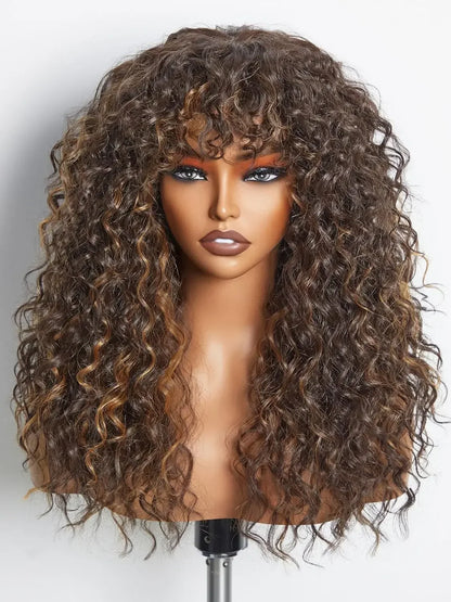 Close-up of the average cap size of the water wave wig, showcasing its exquisite lace base and impeccable craftsmanship.