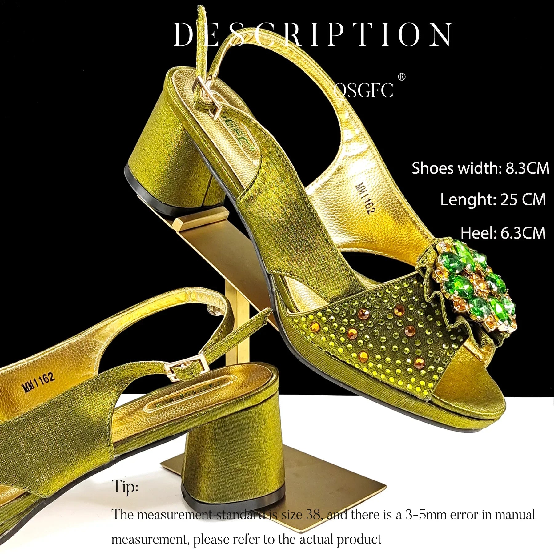 Stylish QSGFC Olive Open Toe Diamond Pumps showcasing a peep toe design, perfect for weddings and formal events, by Hot Trends Area.