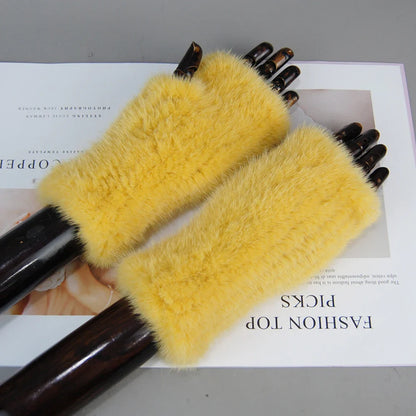 Elegant womens gloves crafted from 100% genuine mink fur, perfect for winter fashion and functionality.