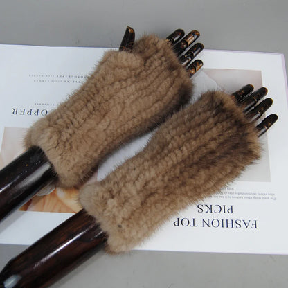 Luxury Women's Knitted Gloves featuring a chic solid pattern, perfect for typing while retaining warmth.