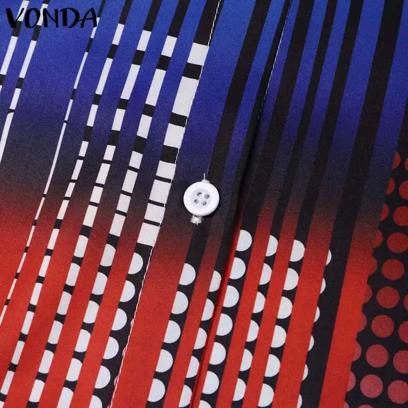 Chic turn-down collar design on this vibrant VONDA Maxi Dress, tailored for sophistication while ensuring ease of movement for special occasions.