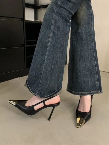 High fashion Eilyken slingback heels with super high thin heels, representing chic elegance for any glamorous occasion.