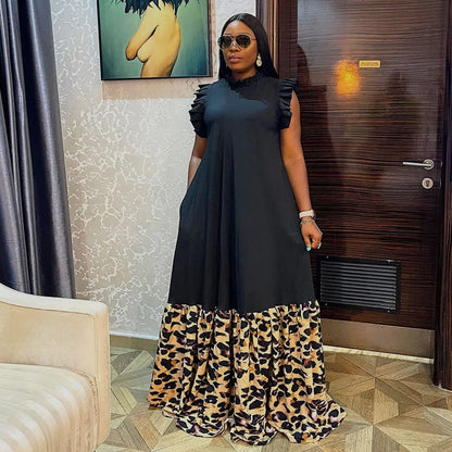 Luxurious black polyester fabric of the African Dashiki maxi dress, exemplifying traditional clothing craftsmanship for women.