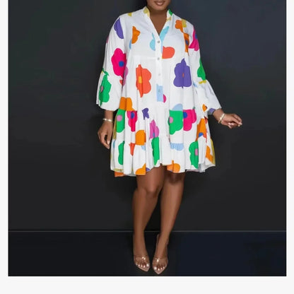 Stylish V-Neck jumpsuit in a vibrant print, designed for middle-aged women seeking comfort and elegance this autumn.