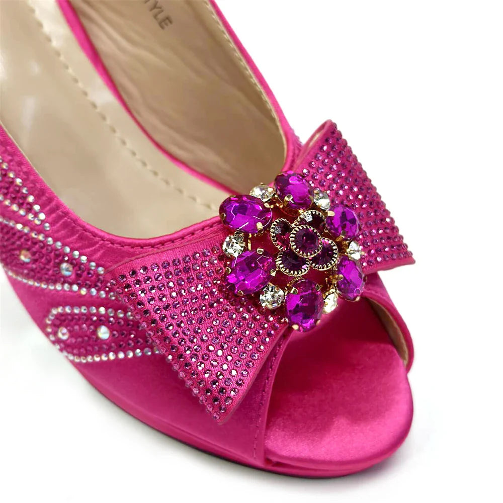 Complete Venus Chan footwear and handbag set in royal purple, perfect for women seeking elegance and charm for special occasions.