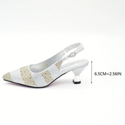 Italian designer women's elegant crystal slingback pumps in silver, showcasing exquisite craftsmanship, perfect for summer parties and weddings.