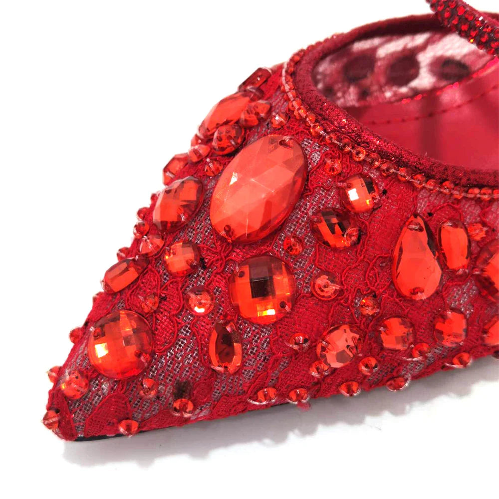 Elegant Venus Chan high heel pumps with a matching bag, showcasing the luxury of lace detailing, perfect for stylish women attending parties.